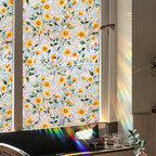 Window Film, Decorative Rainbow Yellow Flowers Stained Static Glass Window Clings Stickers for Home Office Living Room Bedroom Glass Windows Door Decor 17.72 x 39.37 Inches