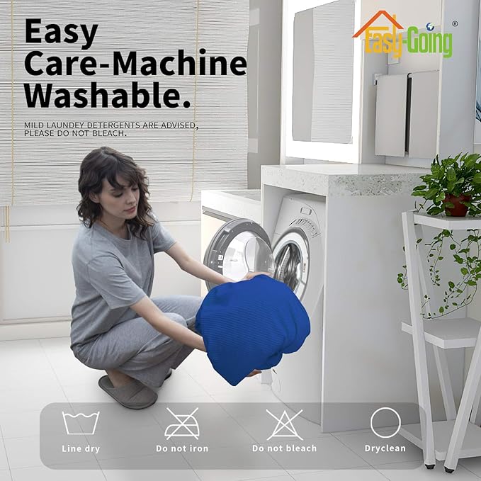 Easy-Going 8 Pieces Recliner Sofa Stretch Sofa Slipcover Sofa Cover Furniture Protector Couch Soft with Elastic Bottom Kids, Spandex Jacquard Fabric Small Checks Classic Blue