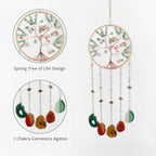 Rainbow Agate Gemstone Large Dream Catcher Crabapple Chakra Tree of Life Dream Catcher with Crystal Stones Handmade Dreamcatcher Wall Decor for Adults Boys Girls Bedroom Garden Bless Gift