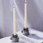 VOHO Smoky Grey Taper Candle Holders Set of 6, Classic Ribbed Candle Sticks Holder Decor for Table Centerpiece at Daily/Birthday/Party, Double Sided Candle Holder for Candlesticks & Tea Lights Candles