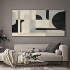 SIGNWIN 36"x72" Extra Large Framed Wall Art Modern Neutral Abstract Geometric in Black and Beige, Clean Minimalist Design for Home Living Room Bedroom Decor (Frame Assembly Required)