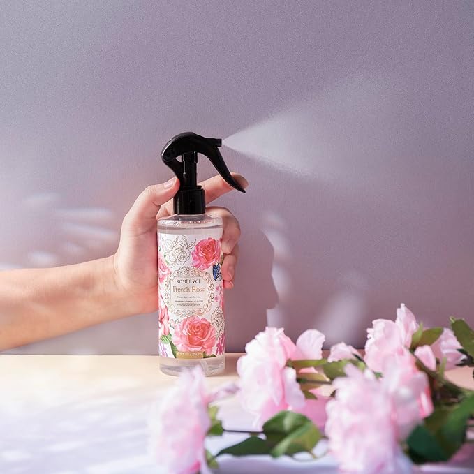 ROMIIE ZOI Linen & Room Air Freshener Spray Room Mist, with Natural Plant Extract, Rose Scent, 8.5 FL OZ.