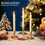 Candlestick Holders Taper Candle Holders, Romadedi Gold Candle Stick Candle Holder for Table Centerpiece, Wedding Reception, Festive Christmas Mantel Decoration or Home Decor, Set of 12
