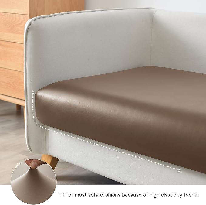 Yates Home PU Leather Couch Sofa Cushion Slipcover Water-Proof Elastic Chair RV Seat Covers Loveseat Sofa Furniture Protector Slip Cover for Settee Seater Replacement Living Room（2 Pieces, Camel）