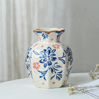 Small Blue and White Ceramic Vase, 6 Inch Vintage Chinoiserie Flower Vase Decorative Antique Vases for Home Decor, Rustic Porcelain Vase Farmhouse Shelf Table Centerpieces Decor