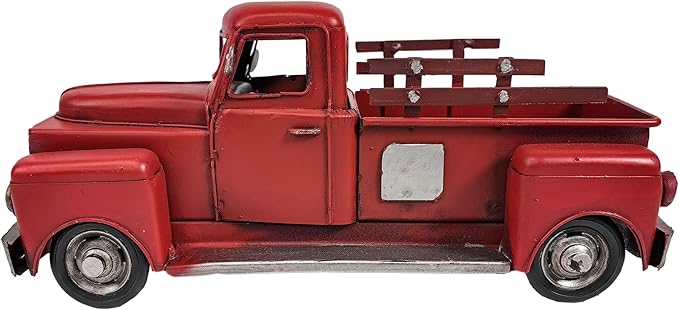 YCHTEWY-Iron Classic Red Truck Pick-up Model Collectible Vehicle Decoration, Metal Truck Christmas Decor ，Unique Blend of Vintage, Rustic, Farmhouse Truck Decor for Table Top Decor. (A)…