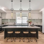 Black Pendant Lights,Modern Glass Pendant Lights Kitchen Island 2 Pack,21.6'' Farmhouse Kitchen Pendant Lighting Over Island for Dining Table,Bathroom,Bedroom