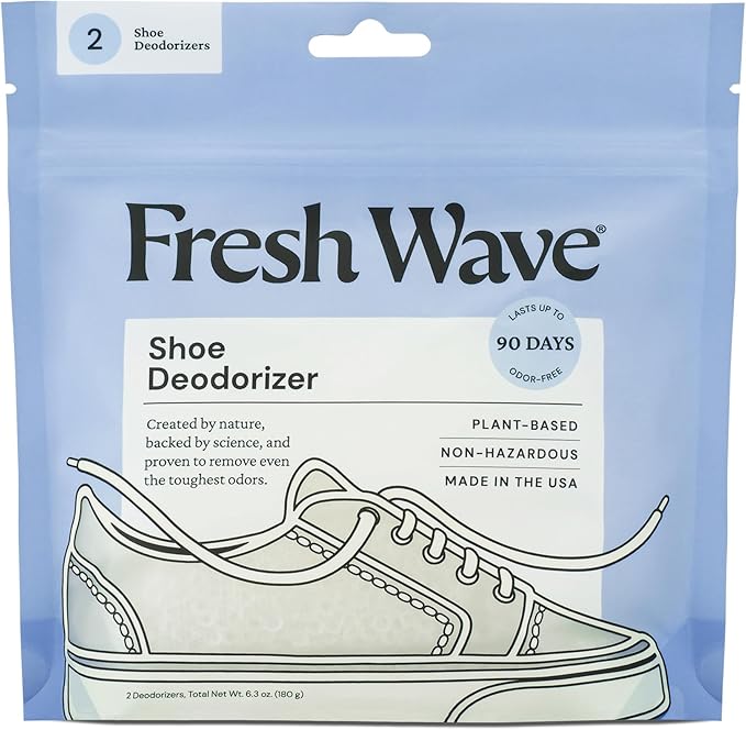 Fresh Wave Shoe Deodorizer, 1 Pack (2 Count) – Natural & Safe Shoe Freshener for All Types of Shoes, Long-Lasting and Reusable, Odor Eliminator for Strong Odor, Easy-to-Use Shoe Smell Remover