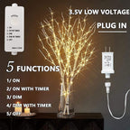 Fudios Lighted Branches 150 LED Fairy Lights with Timer 32in Plug in, Electric Lit White Birch Twigs for Vase Christmas Inside Outside Decor 1 Set