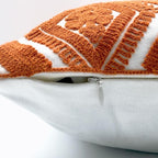 Alysheer Embroidered Decorative Throw Pillow Covers 18x18 inches Set of 2 Pieces, Boho Geometric Modern Chic Classic Pattern Cotton Cushion Cases for Sofa Couch Bed Living Room(Burnt Orange)