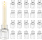 Candle Holder Glass Candlestick Holders: Hewory 20PCS Clear Taper Candle Holders Bulk for Table Centerpiece, Glass Candle Holder Candle Stick Holder Decor for Christmas Wedding Party Bridal Showers
