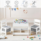 Kids Table and Chair Set, 3 in 1 Wooden Activity Table with Detachable Tabletop, Toddler Table and Chair Set with Storage Drawer, Kids Play Table for Children Art, Craft, Eating, Learning