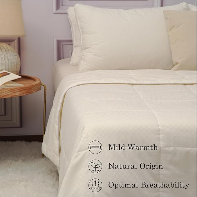 CUDDLE DREAMS Wool Comforter Duvet Insert, 100% Australian Wool Filling with Soft Noiseless Cotton Shell, Natural Warmth (Lightweight for Summer, Twin)