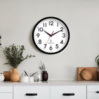 Atomic Wall Clock Analog 10 Inch Battery Operated Modern Decorative for Living Room Kitchen Office Bedroom Bathroom(Black)