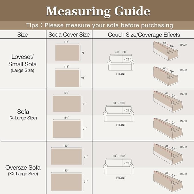 Couch Cover for Dogs Sectional Sofa Covers Washable for 2 Cushion Couch, Chenille Couch Cover Blanket, Sectional Sofa Slipcovers, Multi-Use Furniture Protector for Kids, Pets, 91" X118", Sand