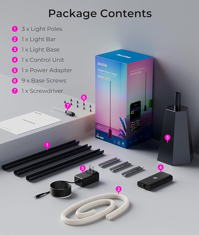 Corner Floor Lamp with RGB, Smart LED Light for Bedroom, 16 Million Colors, Music Sync, APP & Voice Control, 2700-6500K, Alexa & Google Compatible, Modern Lamp for Living Room, Gaming