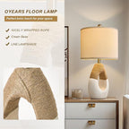 OYEARS 22” Boho Table Lamps for Bedroom Living Room Upgraded Set of 2 Medium Farmhouse Rattan Table Lamps, Rustic Home Decoration Nightstand Bedside Lamp for Office (Not Include Bulbs)