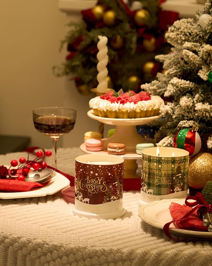 M&SENSE Fireside Cedarwood Scented,Soy Wax Candle,2 Wick 12.7oz Jar Candle,75 Hour Long Lasting Slow Burning, Soy Organic Wax Non Toxic,Aromatherapy Candle Gift for Christmas