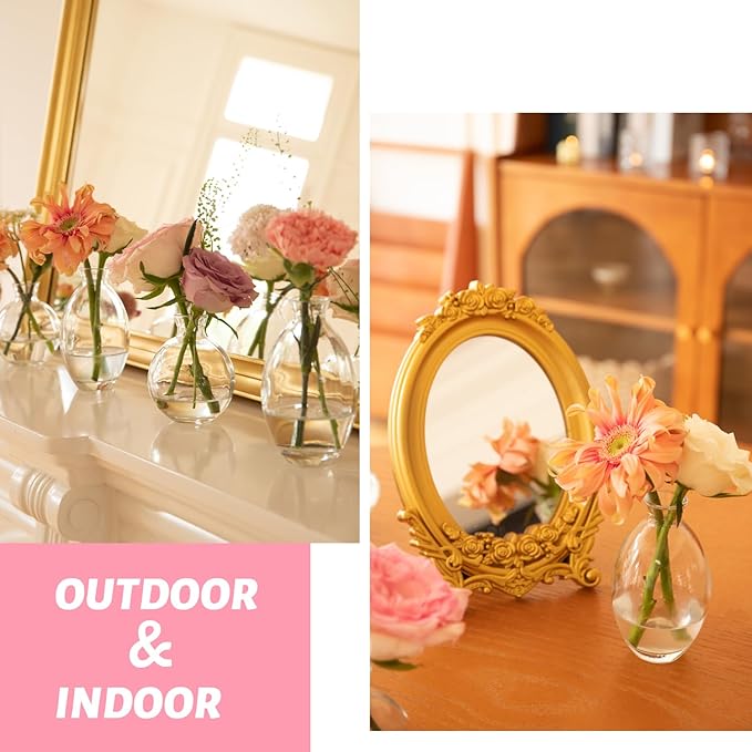 28 Clear Bud Vases in Bulk, Glass Small Bud Vase for Centerpieces, Mini Bud Vase Set for Flowers, Vintage Vases for Rustic Wedding Decorations, Table Decor Flower Bedroom Party Home Decor