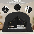 Bed Tents for Kids and Adult, Portable 100% Breathable and 93% Blackout Toddler Dream Play Tent, 3 Doors Big Privacy Space Sleeping Canopy for Floor or Twin Full Queen Sizes Bed (Black, Twin-Size)