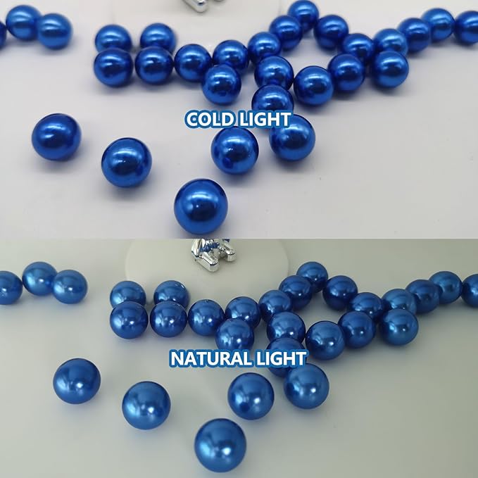 200PCS Blue Faux Pearls Beads for Centerpiece Vases, Vase Filler Faux Pearls, No Holes Filler Beads for Party Anniversary Birthday Wedding Table Decor, 10/14/20/30mm