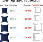 Oubonun 22"x22" Pillow Inserts (Set of 4) - 100% Cotton Cover, Square Throw Pillow Inserts for Couch, Sofa, Bed - Decorative 22 Inch White Pillow Inserts