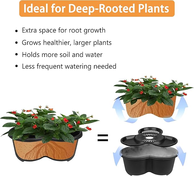 VECELO 5 Tier Vertical Garden Planter, Self Watering Stackable Planters with Wheels for Strawberries, Herbs, Flowers, Vegetables, Black