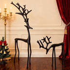 2026 New 2 Pcs Black Metal Reindeer, Black Metal Reindeer Christmas Decoration, European-Style Modern Aluminum Alloy Xmas Figurines, Indoor Holiday Statues for Mantel, Bedroom, Office Table (#AB)
