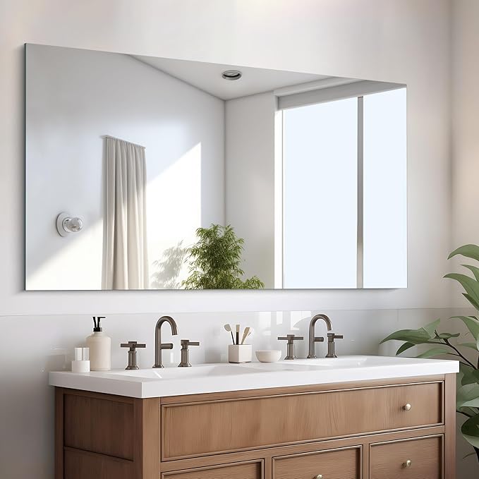 Frameless Mirror, 30x55 Inch Rectangle Bathroom Mirrors for Wall, Upgraded Shatterproof Large Vanity Mirror Over Sink with Polished Edge for Bathroom,Bedroom,Living Room and Entryway
