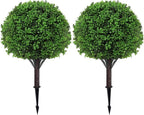 BAIJIALI Artificial Trees,2 Set of 16'' UV Resistant Fake Evergreen Shrubs Bushes Plants (Boxwood, 2 Packs)