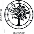 24inch/60cm Large Tree of Life Wall Clocks for Living Room Decor,Bedroom,Battery Operated Big Metal Decorative Analog Silent Non Ticking Wall Clock,Room Wall Decor (Tree of Life, 24 inches)