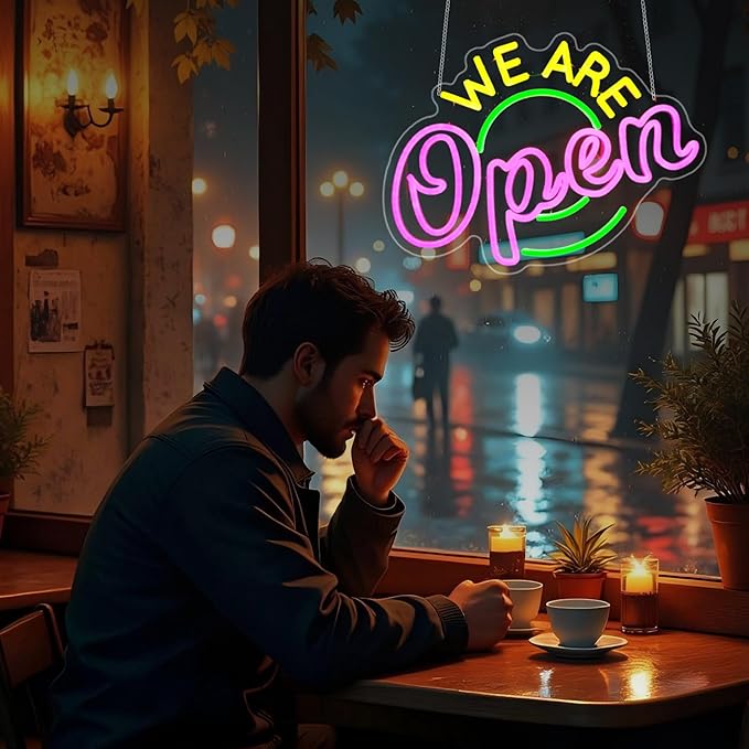 We Are Open Neon Sign, Neon Signs for Wall Decor Neon LED Signs Room Neon Light Up Signs Home Decor for Business Restaurant Cafe Club Party Bar Shop USB Operated