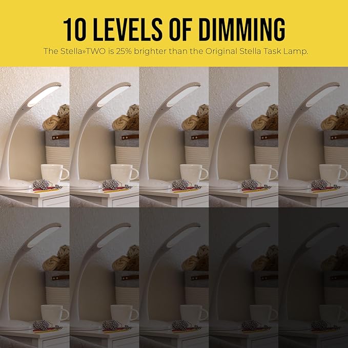 Stella Two Task Lamp, Adjustable Desk Lamp, Dimmable LED Light with Custom Color Temperature for Desk, Home Office, Bedroom, or Living Room, Modern Design for Work, Study, and Reading Needs (12W)