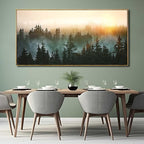 Large Artwork Foggy Forest Canvas Wall Art Landscape Mountain Painting Wall Art for Bedroom Living Room Kitchen Office Framed Wall Art 30x60 Inch