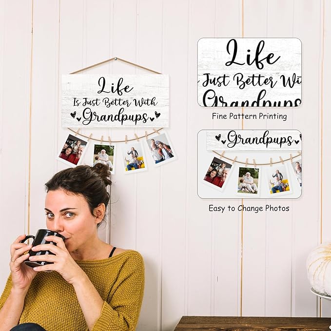 Grandparents Picture Frame - Wall Photo Holder for Grandkids, Grandma, Grandpa & Granddaughter/Grandson Gifts