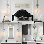 Modern Black Kitchen Island Pendant Light,21.6'' 1-Light Glass and Brass Island Pendant Lights,Farmhouses Pendant Light, for Kitchen,Dining Room,Bathroom