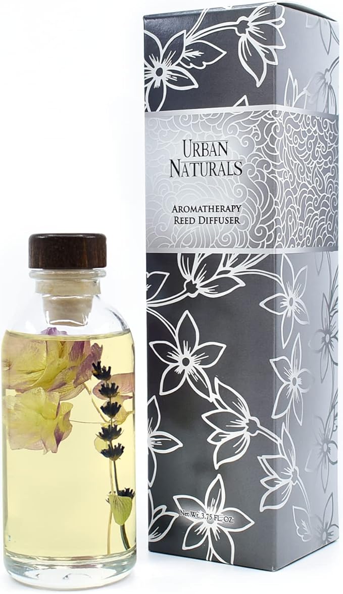 Urban Naturals Garden Lavender Reed Diffuser Oil Set with Reed Sticks – Calming, Herbal Fragrance - Made in The USA