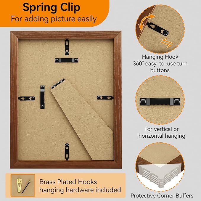 IBUYKE 8x10 Picture Frame,Solid Oak Wood 8x10 Photo Frame with Mat to 5x7,10x8 Picture Frames With Tempered Glass,Tabletop or Wall Mount Display,Home Decor,Walnut Oak 8 x 10 Frame,UWPF0810H