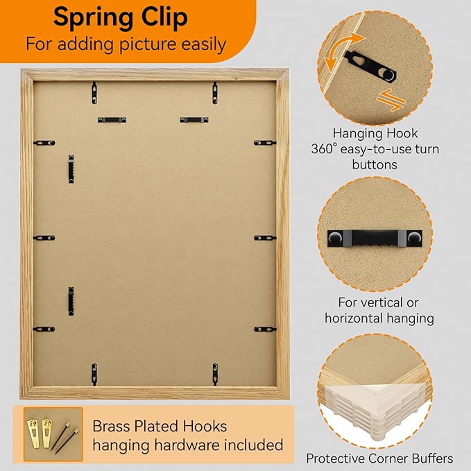 IBUYKE 18x24 Picture Frame,Solid Oak Wood 18x24 Photo Frame with Mat to 16x20,18x24 Picture Frames With Tempered Glass,Wall Mount Display,Home Decor,Natural Oak 24 x 18 Frame,UWPF1824N