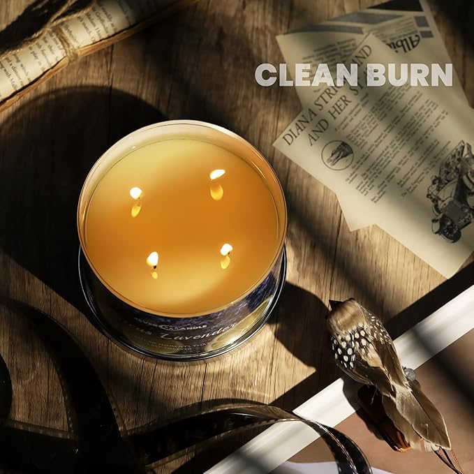 Citrus Lavender Scented Candles, 18oz Soy Candles Non Toxic 4-Wick Large Candle Jars, Over 50 Hours of Burning Time, Ideal for Gifting, Events, Home Decor
