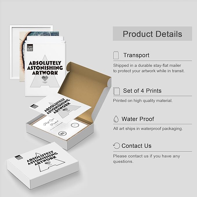 SIGNWIN Framed Blue & White Overexposed Wood Tree Ring Wall Art, Set of 4 Nature Wildernes Wall Decor Prints, Minimalism Wall Décor for Living Room, Bedroom - 11"x14" White