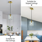 Modern Gold Pendant Lights Kitchen Island Ceiling Chandelier Indoor Crystal Hanging Light Fixtures for Dining Room Kitchen Living Room Bedroom（3Pack）