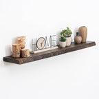 Floating Shelves, 8" Deep Rustic Solid Wood Wall Mounted Floating Shelves, Wall Shelves with Invisible Bracket for Living Room Bathroom Bedroom Kitchen, 40 Inch, Walnut