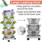 Vertical Planter, 5 Tier Stackable Strawberry Planter with Garden Tool Set, Movable Indoor/Outdoor Garden Herb Pot for Growing Vegetables and Succulents, Gray