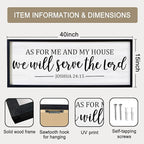 As For Me And My House We Will Serve The Lord Framed Wall Art, 40''×15'' Vintage Positive Religious Bible Verse for Christian God Jesus Christ Prayer, Rustic Long Holy Catholic Scripture Decor