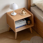 Bedside Table - 100% Solid Oak Wood Nightstand - Small Nightstand with Open Design - Small Side End Table for Bedroom Living Room, Easy Assembly (Natural Color)