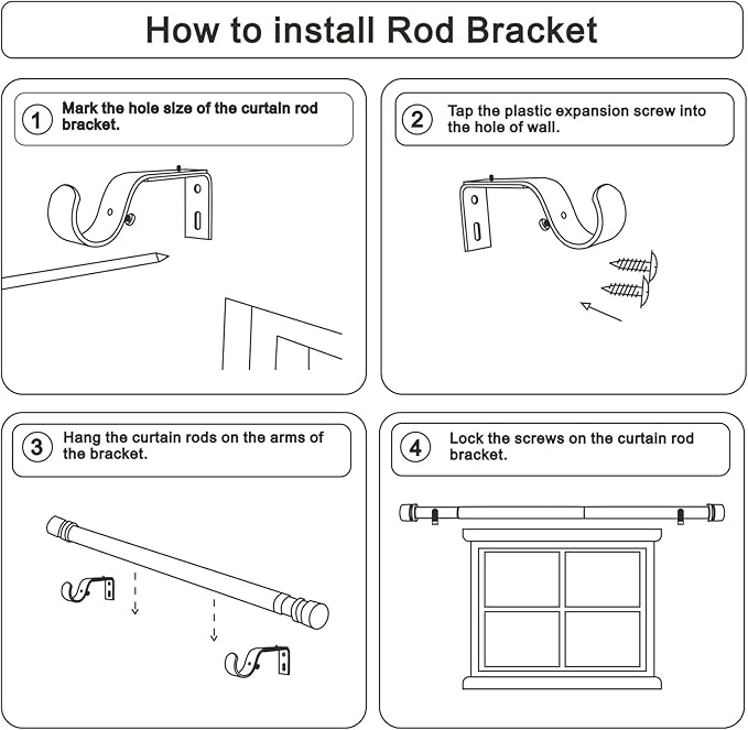 Curtain Rods for Windows 16 to 48 or 60 Inches Max Adjustable Length 1 Inch Diameter Window Curtain Rod with Aluminium End Cap, White