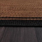 CAMILSON Indoor Outdoor Rug, 5x7 Bordered Nut Brown Black Modern Area Rugs for Indoor and Outdoor Patios, Kitchen and Hallway Mats, Washable Porch Deck Outside Carpet (Bordered Nut Brown Black, 5 x 7)