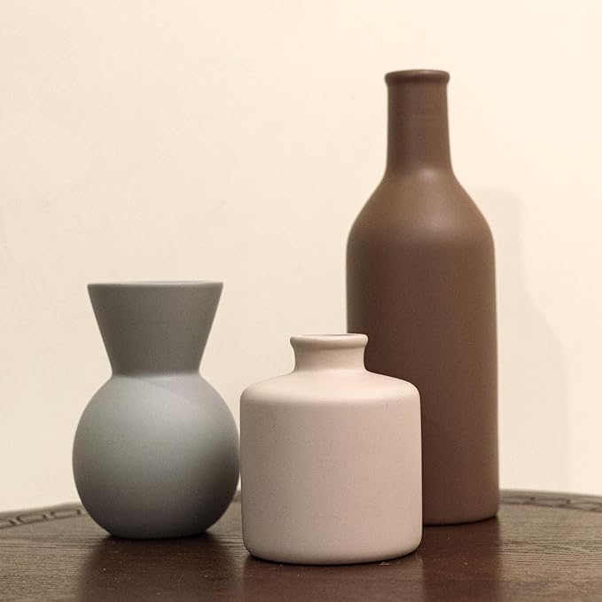 Ceramic Flower Vase, Small Vase for Centerpieces, Modern Vases for Home Decor- 3 Pcs