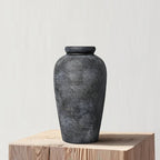 Rustic Vase, 11 inch Large Terracotta Flower Vase, Farmhouse Ceramic Pottery, Distressed Farmhouse Decor for Living Room, Shelf, Entryway, Room Decor, Black Bronze